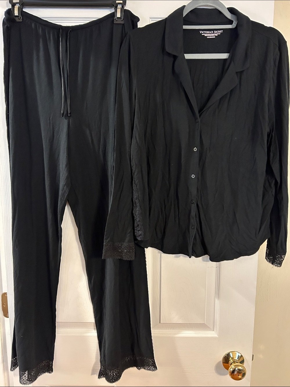 VS Black Modal Lace-Trim Pajama Set